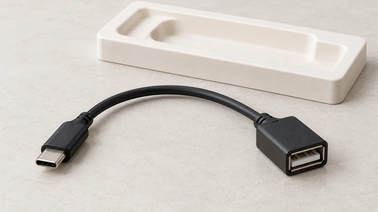 Cáp bộ chuyển đổi USB chung có cả hai đầu đầu nối hiển thị trên bề mặt kiểm tra trung tính